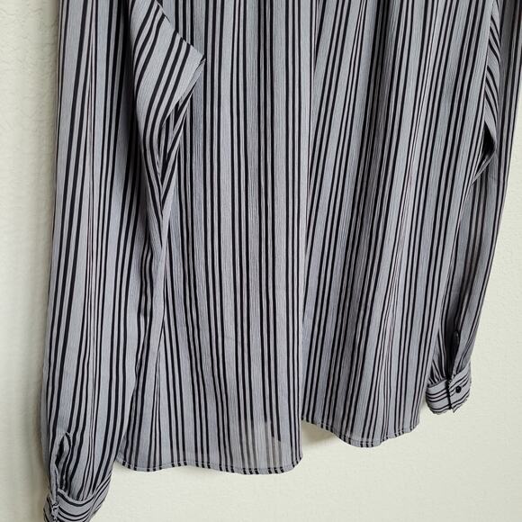 Vintage Blouse Nordstrom Womens Large 80s Vertical Stripe Office Business Casual - Picture 13 of 13